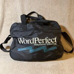 WordPerfect Beyond Words Black Messenger Bag Laptop Briefcase Vintage